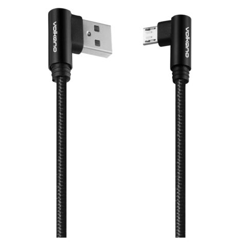 Volkano Braids Series Nylon Braided Micro 90� USB Cable 1.2m Black