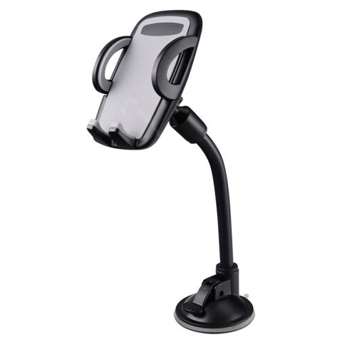 Volkano Flex Series Car Phone Holder With Suction Cup and Flexible Arm - Black