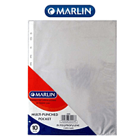 Marlin A4 File Pockets Sleeves 10&#039;s, Retail Packaging, No Warranty