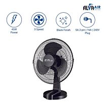 Alva 40cm Plastic Desk Fan Black 45w