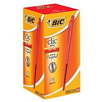 Bic Clic Red Medium Ballpoint Pens with Retractable Side Push Button-Medium 1.0 mm point-Sold as a Box of 60, Retail Packaging, No Warranty