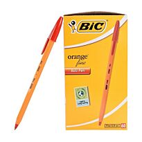 Bic Orange Fine Point Red Ballpoint Pens - Fine point: 0.8mm line width 0.3mm, Cap and plug colour matches ink colour-Sold as a Box of 60, Retail Packaging, No Warranty