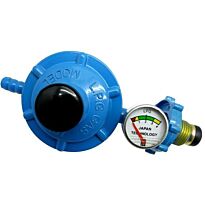 Casey Bullnose LPG Regulator With Pressure Gauge- 8mm Nozzle Outlet, 37mbar Low Pressure Regulator