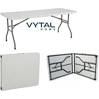 Vytal Home Foldable Rectangle Trestle Table-8 Seater Size 1.8 Metres, Lightweight, Sturdy Steel Frame, Compact Fold For Easy Storing