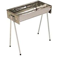 Metalix Large Stainless Steel 402 Braai stand - Portable, Easy to assemble and store, Grid size: 620mm x 320mm, Depth: 115mm, Dimensions: 51cm x 19.5cm, Retail Box, 1 year warranty