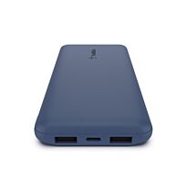 Belkin BoostCharge 10000mAh 3-Port Power Bank with USB-A to USB-C Cable Blue