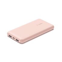 Belkin BoostCharge 10000mAh 3-Port Power Bank with USB-A to USB-C Cable Rose Gold