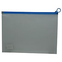 Brainware A4 Clear Carry Folder With Blue Easy Slide Zip