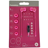 Stero Earphone with Mic Hot Pink 1.2M