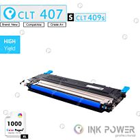 Inkpower Generic for Samsung CLT-K407S for use with Samsung CLP-320 CLP-325 CLX-3185 Series Cyan Toner Cartridge