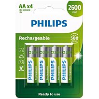 Philips AA 2600mah 4 Pack Rechargeable
