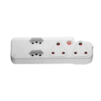 SWITCHED 3 PIN Adaptor -2x16A2X5A 3PIN Euro+Medium Surge