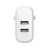 Belkin BoostCharge 24W Dual USB-A PD 3.0 PPS Wall Charger with USB-C Cable - White