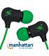 Manhattan Sound Science Nova Sweatproof Earphones Black and Green
