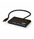 Port Connect USB Type-C to 3 x USB3.0|1 x Type-C Adapter - Black