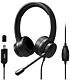 Port headset with Microphone - USB Type-A and USB Type-C - Black