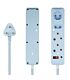 SWITCHED 4 Way Medium Surge Protected Multiplug 0.5M Braided Cord Blue