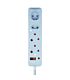 SWITCHED 4 Way Medium Surge Protected Multiplug 0.5M Braided Cord Blue