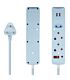 SWITCHED 3 Way Medium Surge Protected Multiplug with Dual 2.4A USB Ports 0.5M Braided Cord Blue