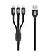 Pro Bass Braided 3 in 1 Charge Cable - Black