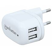 Manhattan PopCharge Home - Europlug C5 USB Wall Charger with Two Ports