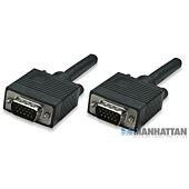 Manhattan SVGA Monitor Cable HD15M (Male) to HD15M (Male) 10 metres Connects VGA source to VGA display-Black