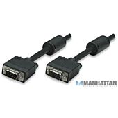 Manhattan SVGA Extension Cable HD15M (Male) to HD15F (Female) 1.8 metres Extends any monitor cable-Black