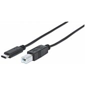 Manhattan Hi-Speed USB C Device Cable - USB 2.0 Type-C Male to Type-B Male 480 Mbps 1m (3 ft.) Black