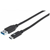 Manhattan USB 3.1 Gen2 Cable - Type-C Male / Type-A Male 1m (3 ft.) 3A Black