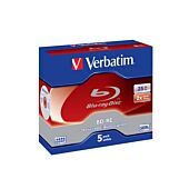 Verbatim - 25GB Blu Ray BD-RE SL (2x) - Jewel Case (Box of 5)