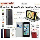 Promate Tava 5C Book-Style Flip Case with Card Slot for iPhone 5c Colour White