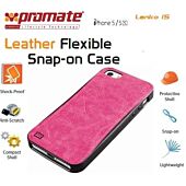 Promate Lanko.i5-Hand-Crafted Leather Case Protective elegant & Flexible for iPhone 5/5s-Pink