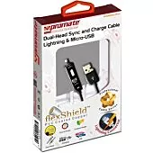 Promate linkMate.Duo Dual-Head Sync and Charge Cable Lightning & Micro-USB - Black