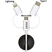 Port 3 in 1 cable - Lighting / Type-C / Micro USB - 1.2m White