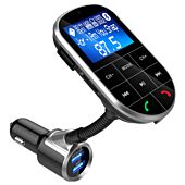 Gizzu Bluetooth Handsfree Kit with FM Transmitter Blue/White LED Interface [1 x Micro SD Slot (Supports 512MB Max)