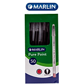 Marlin Pure Point Transparent Pens Box of 50 Colour: Red, Retail Packaging, No Warranty