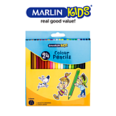 Marlin Kids Colour Pencils Long ( Pack of 24 ), Retail Packaging, No Warranty