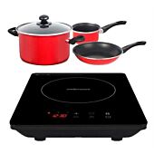 Mellerware 5 Piece Capri Induction Cooker And Pot Set Bundle- Lightweight And Compact, A Grade Polished Glass, Power Level Up To 1800w