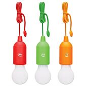 Manhattan Battery Powered Hanging LED Light - 3-Pack - For Indoor And Outdoor Use Without External Power Supply, Pull-Cord Design, Three-Piece Set With Red, Green And Orange Housings Retail Box 1 Year Warranty