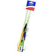 Marlin 6 Piece Writing Pack- 30cm Ruler, Black Ball Point Pen, Blue Ball Point Pen, Rubber Tipped Pencil, Sharpener, Eraser, Colour Green, Retail Packaging, No Warranty