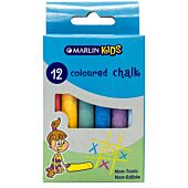 Marlin Kids Coloured Chalk Pack of 12 Non-Toxic , Non edible , Allows for Smooth drawing and writing on Chalk Board , Retail Packaging, No Warranty