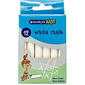 Marlin Kids White Chalk Pack of 12 Non-Toxic , Non edible , Allows for Smooth drawing and writing on Chalk Board , Retail Packaging, No Warranty