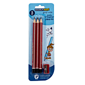 Marlin Kids end dipped Pencil Triangular jumbo blister card 3's + sharpener, Retail Packaging, No Warranty