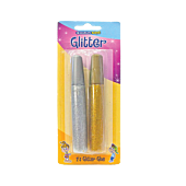 Marlin Kids Glitter Glue 10ml 2's - Gold & Silver blister card, Retail Packaging, No Warranty