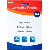 Marlin Office Essentials Laminating Pouches A4 100's 75mic, Retail Packaging, No Warranty