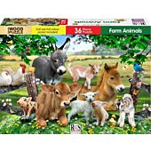 RGS 36 Piece A4 Wooden Puzzle Farm Animals-Interlocking Pieces 210 x 297mm, Each Puzzle Contains A Full Size Poster, Retail Packaging, No Warranty
