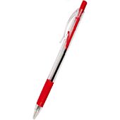 Foska Ballpoint Pen Push Type Retractable Single Red- 1.0mm Point , 140mm Length , Soft Rubber Grip , Sold As Single Unit , Colour Red , Retail Packaging, No Warranty