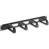 Intellinet 19" Cable Management Panel (711074)- 1U, 4 long plastic rings, Black, Retail Box, 2 year Limited Warranty