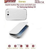Promate Sansa Samsung Galaxy S3 Stylish leather flip-cover and shell case Detachable cover to replace original Samsung S3 cover Colour:White