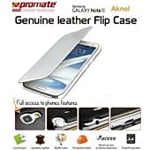 Promate Aknol-Premium Leather Flip Case for Samsung Galaxy Note 2-White Retail Box 1 Year Warranty